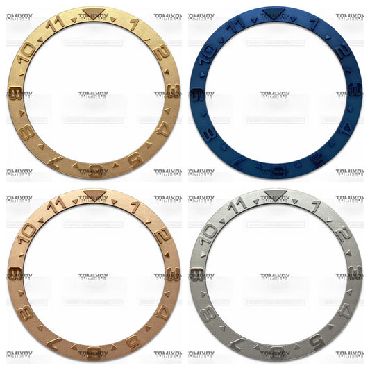 39MM Silver Gold Rose Gold Blue 12H Convex Metal Stainless Steel Flat Watch Bezel Insert Fit For S-K-X007 Mechanical Wristwatch