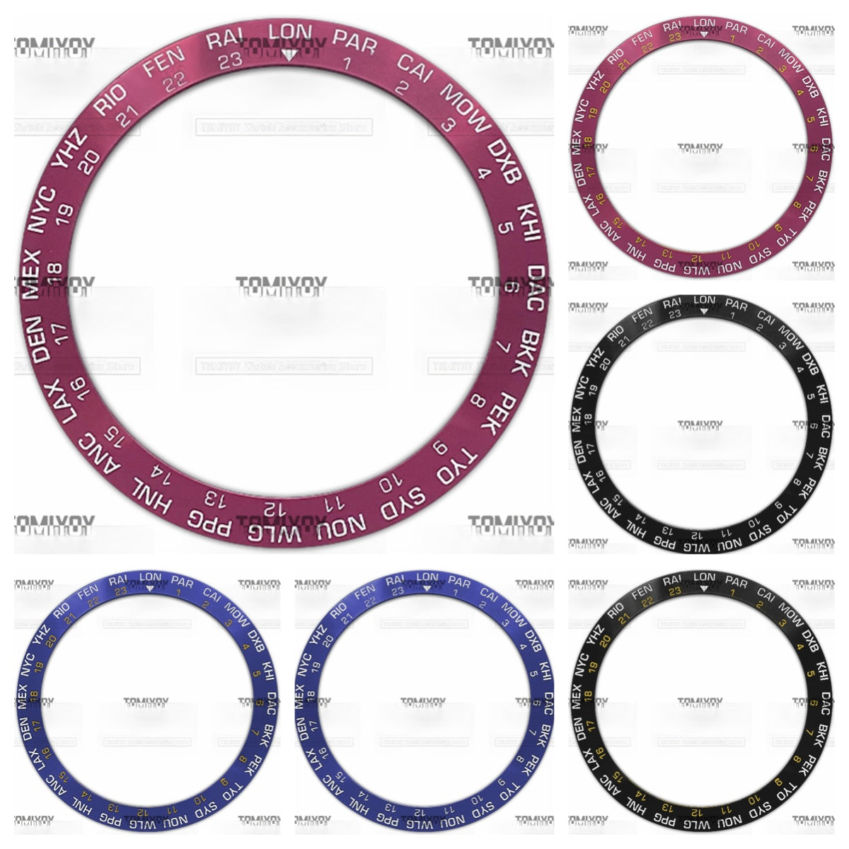 38MM Red Black Blue Aluminium Sloped Bezel Insert Fit For S-K-X007 005 s-k-x009 Mechanical Wristwatch