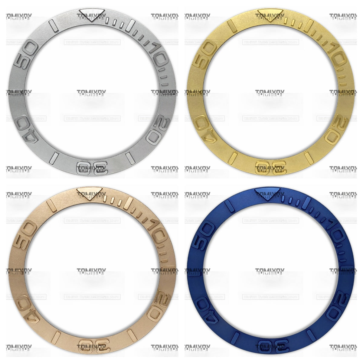 38MM Convex Metal Gold Rose Gold Sliver Blue Stainless Steel Sloped Watch Bezel Insert Fit For R-L-X Mechanical Wristwatch