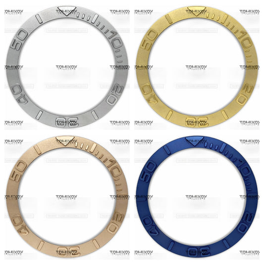 38MM Convex Metal Gold Rose Gold Sliver Blue Stainless Steel Sloped Watch Bezel Insert Fit For R-L-X Mechanical Wristwatch