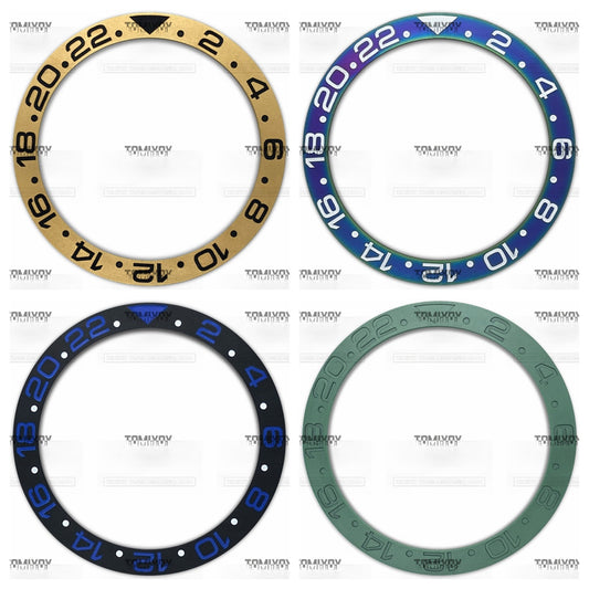 38MM Gold Green Blue Matte Ceramic Sloped Watch Bezel Insert Fit For R-L-X GMT Mechanical Wristwatch