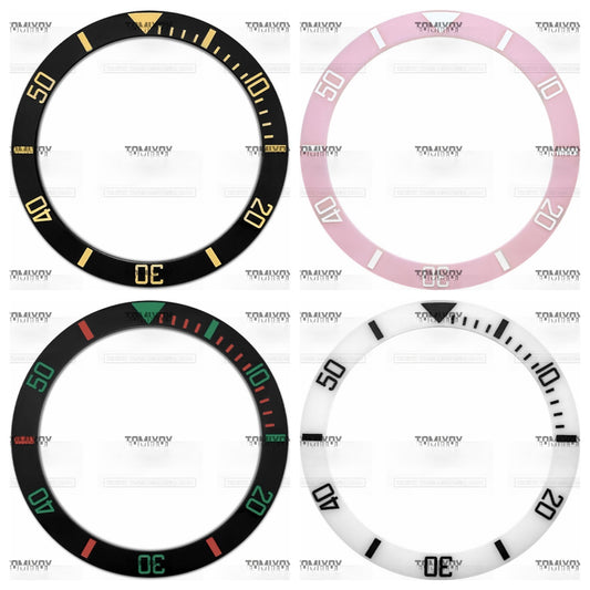 38MM Black White Pink Ceramics Sloped Watch Bezel Insert Fit For R-L-X SUB Mechanical Wristwatch