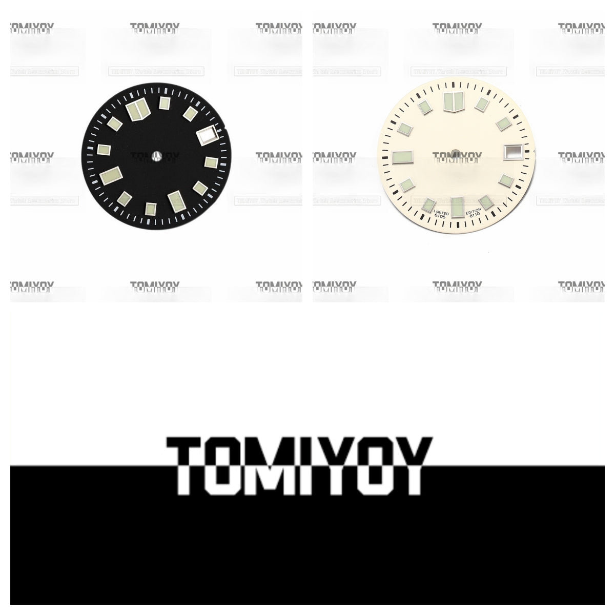 Mod White 28.5mm C3 Green luminous Watch Dial Fit For S-K-X6105 007 Automatic Movement