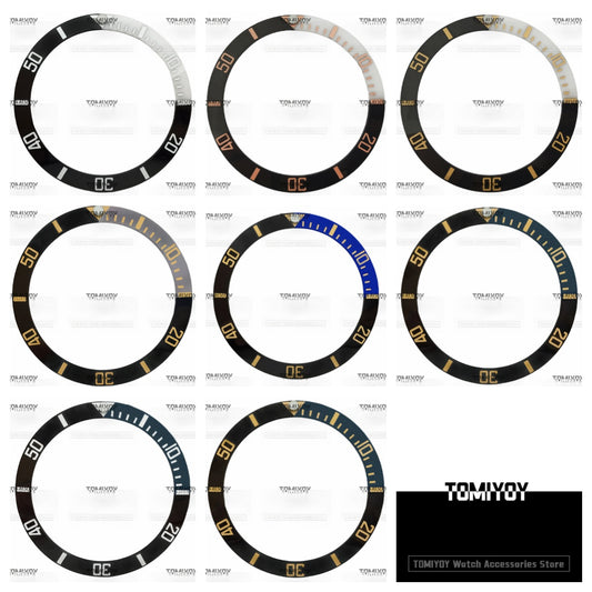 38MM Blue Grey Green White Quarter Intercolor Ceramic Sloped Watch Bezel Insert Fit For S-K-X Mechanical Wristwatch
