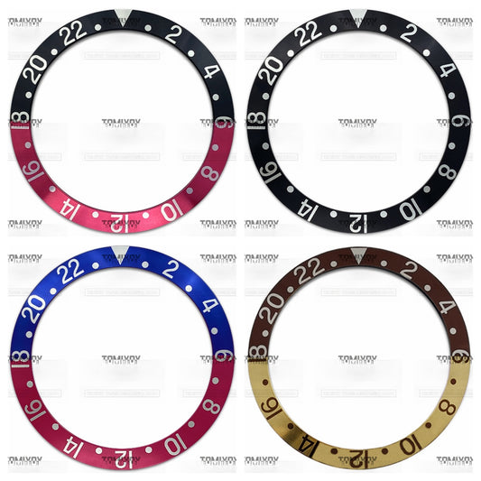 37.6MM Black Red Brown Blue Aluminum Sloped Bezel Insert Fit For Old R-L-X gmt Mechanical Wristwatch
