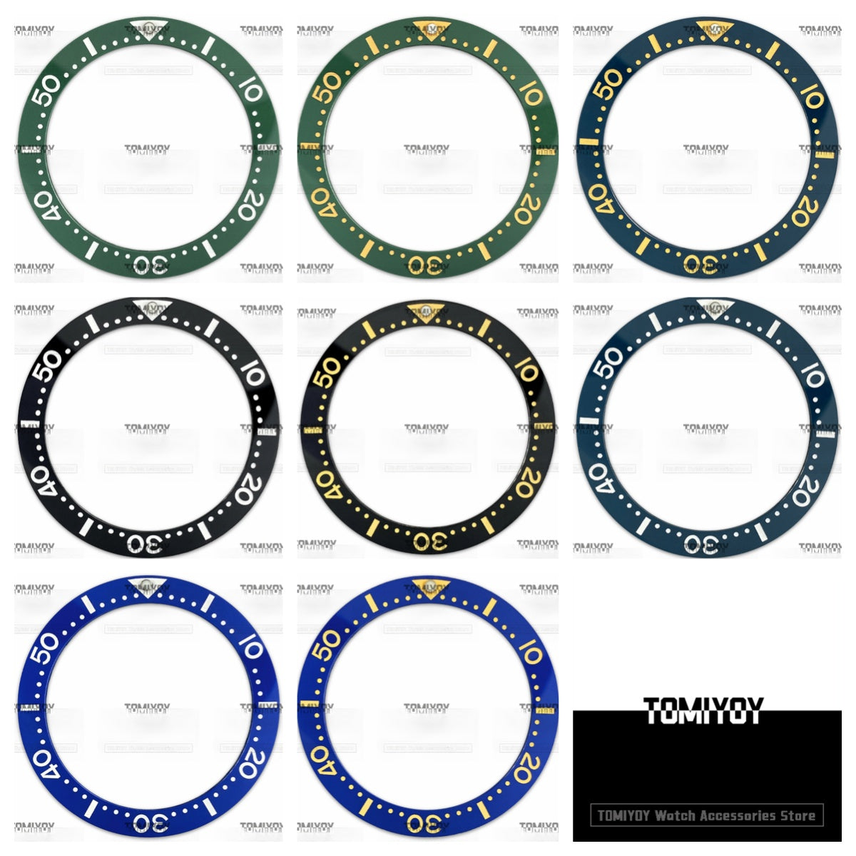 39.7MM Yellow Blue Black Ceramic Flat Watch Bezel Insert Fit For S-K-X Mechanical Wristwatch