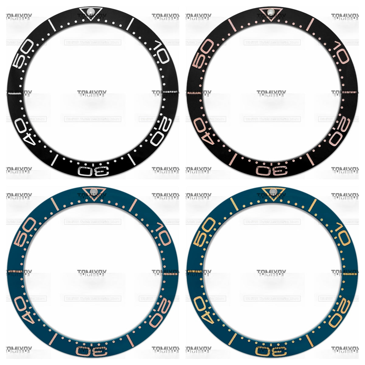 40.5MM Black Blue Ceramic Sloped Watch Bezel Fit For Sea-master 300 Series Men's Mechanical Watches
