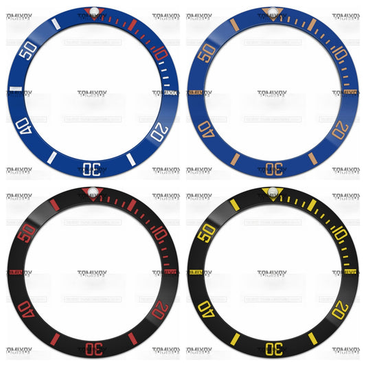 38MM Blue Black Ceramic Sloped Luminous Dot Watch Bezel Insert Fit For R-L-X SUB Mechanical Wristwatch