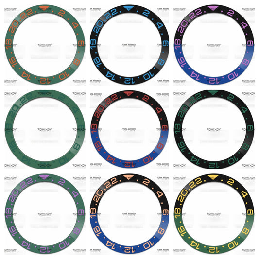 38MM Black Blue Green Ceramics Sloped Watch Bezel Insert Fit For R-L-X GMT Mechanical Wristwatch