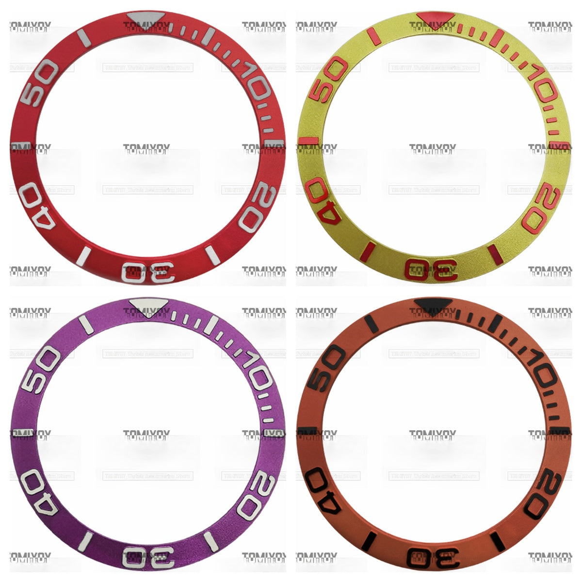38MM Red Gold Purple White Convex Aluminum Sloped Watch Bezel Insert Fit For R-L-X YM Mechanical Wristwatch