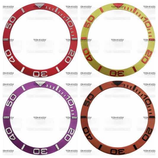38MM Red Gold Purple White Convex Aluminum Sloped Watch Bezel Insert Fit For R-L-X YM Mechanical Wristwatch
