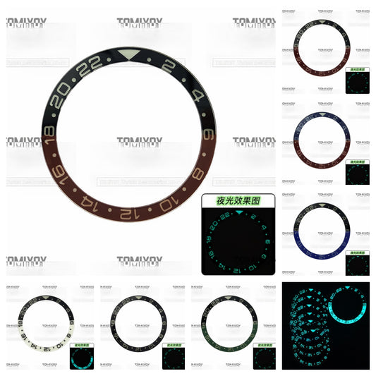 38MM Ice Blue Luminous Sapphire Crystal Flat Watch Bezel Insert Fit For S-K-X Mechanical Wristwatch