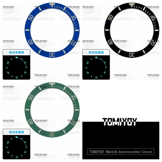40MM Ice Blue Luminous Blue Black Green Ceramic Sloped Watch Bezel Insert Fit For R-L-X Sub Mechanical Wristwatch