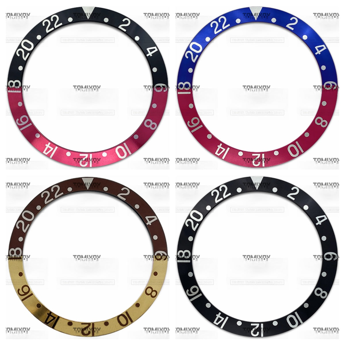 Old 38MM Black Brown Red Blue Aluminum Sloped Watch Bezel Insert Fit For R-L-X GMT Mechanical Wristwatch