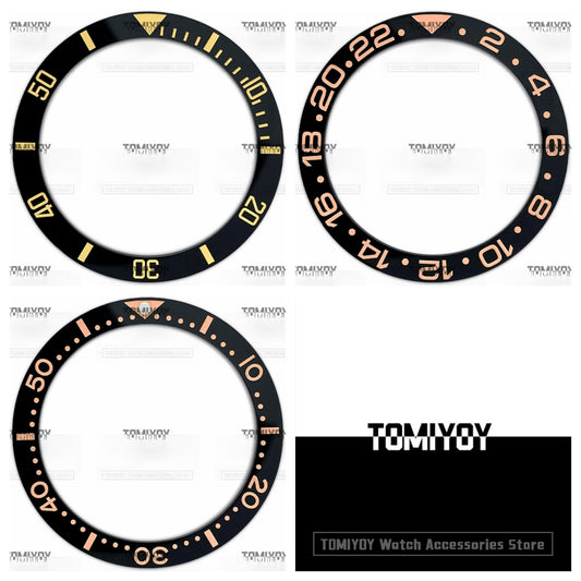 38MM Black Ceramics Flat Watch Bezel Insert Fit For S-K-X Mechanical Wristwatch