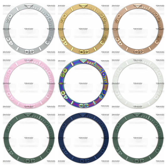 38MM Gold White Brown Blue Pink Convex Ceramics Sloped Watch Bezel Insert Fit For R-L-X YM Mechanical Wristwatch