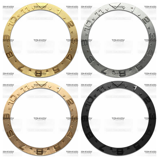 38MM Gold Rose Gold Sliver Black Convex Metal Stainless Steel Sloped Watch Bezel Insert Fit For S-K-X Mechanical Wristwatch