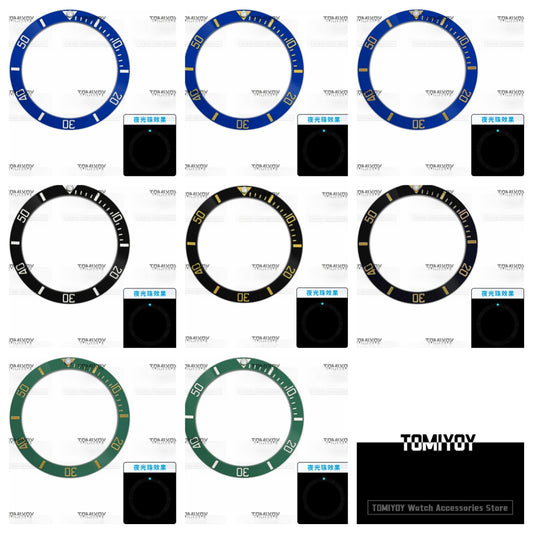 38MM Blue Luminous Dot Ceramic Sloped Watch Bezel Insert Fit For R-L-X SUB Mechanical Wristwatch