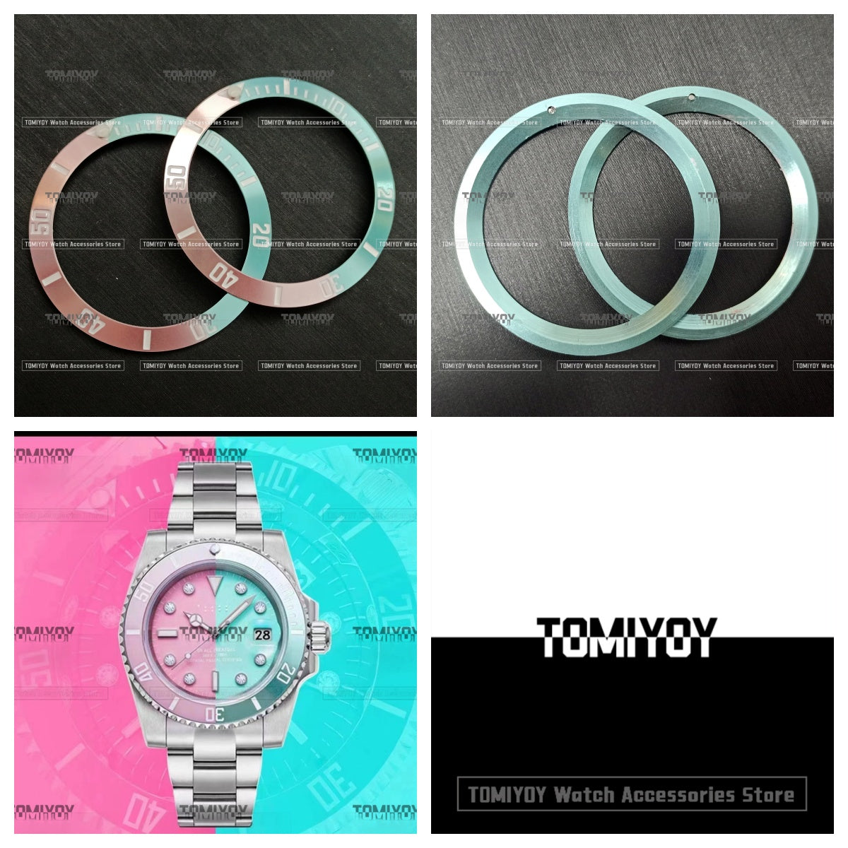 38MM Pink Blue Green Contrasting Colors Aluminium Bezel insert Fit For R-L-X 8215 8200 Watch Case