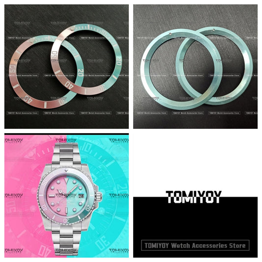 38MM Pink Blue Green Contrasting Colors Aluminium Bezel insert Fit For R-L-X 8215 8200 Watch Case