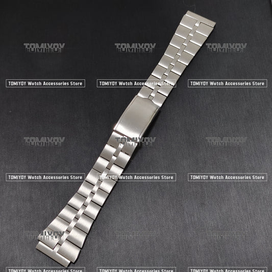 Vintage All Brush 19MM Flat End Silver Solid Stainless Steel Three Beads Watch Band Fit For S-K-X 6139 6138 Watch