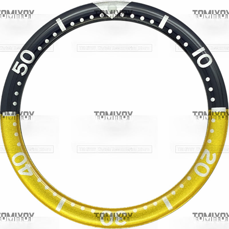 39MM Option A Yellow Sliver Orange Grey Resin Flat Watch Bezel Insert Fit For S-K-X Mechanical Wristwatch