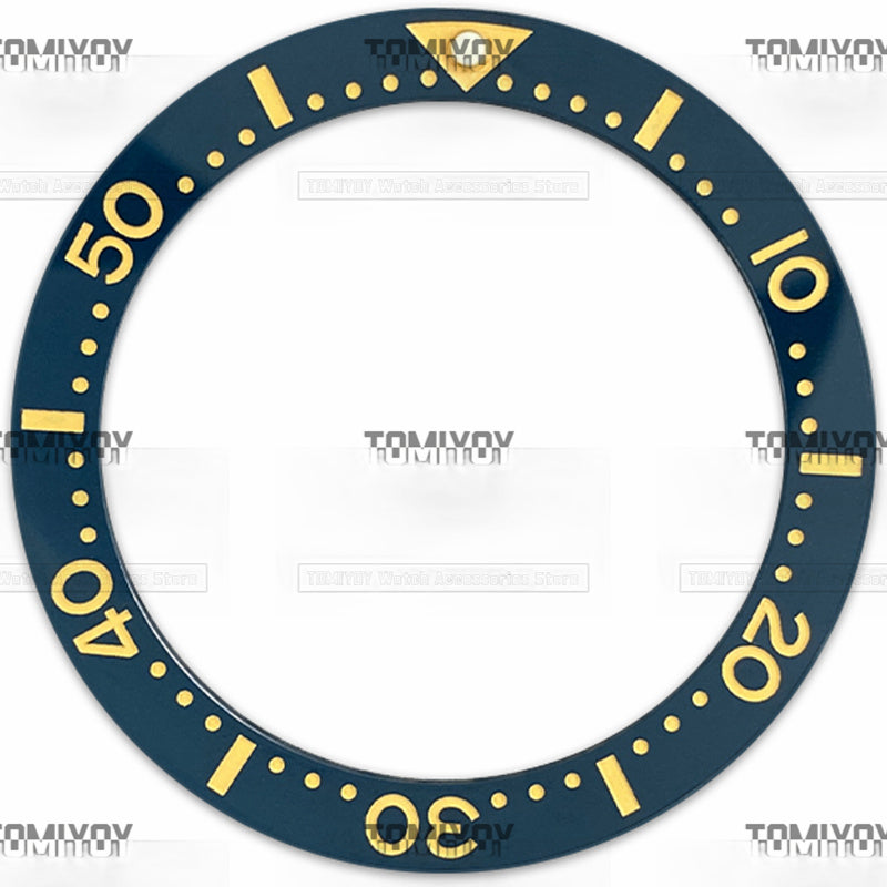 39.7MM Yellow Blue Black Ceramic Flat Watch Bezel Insert Fit For S-K-X Mechanical Wristwatch