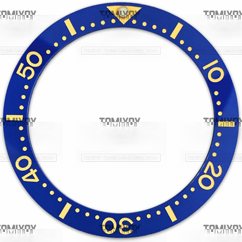39.7MM Yellow Blue Black Ceramic Flat Watch Bezel Insert Fit For S-K-X Mechanical Wristwatch
