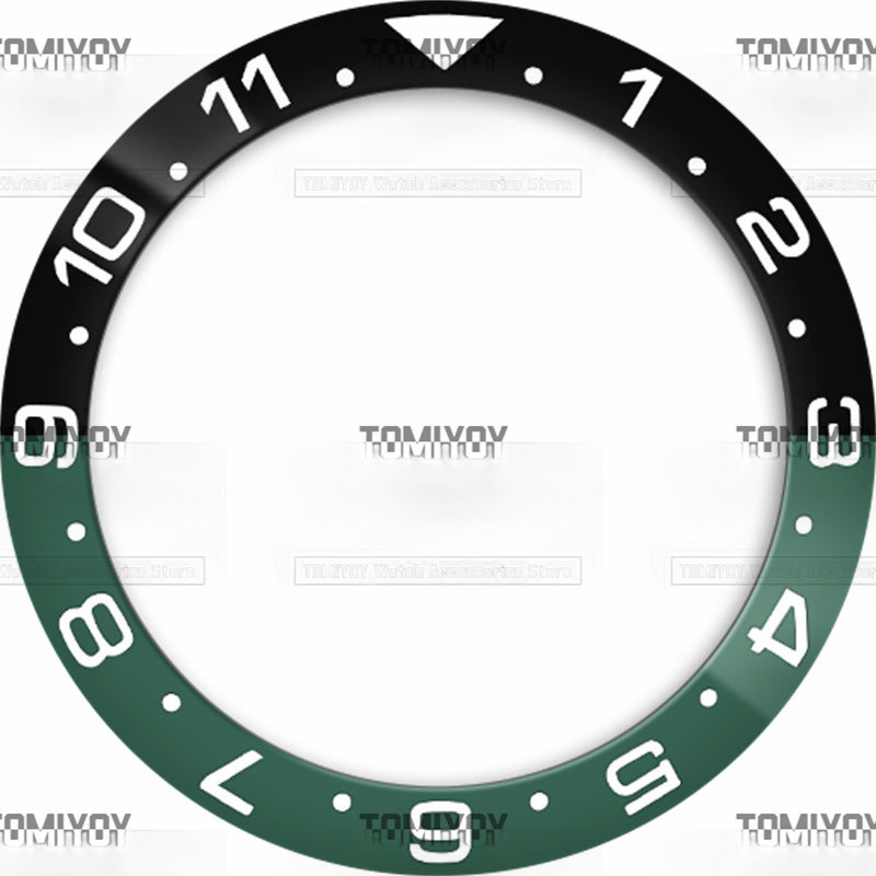 38MM Green Blue Sliver 12Hours Ceramics Sloped Watch Bezel Insert Fit For S-K-X Mechanical Wristwatch
