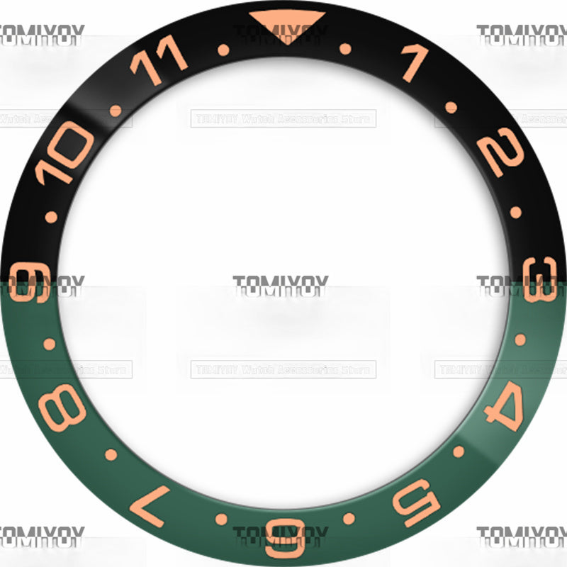38MM Green Blue Sliver 12Hours Ceramics Sloped Watch Bezel Insert Fit For S-K-X Mechanical Wristwatch