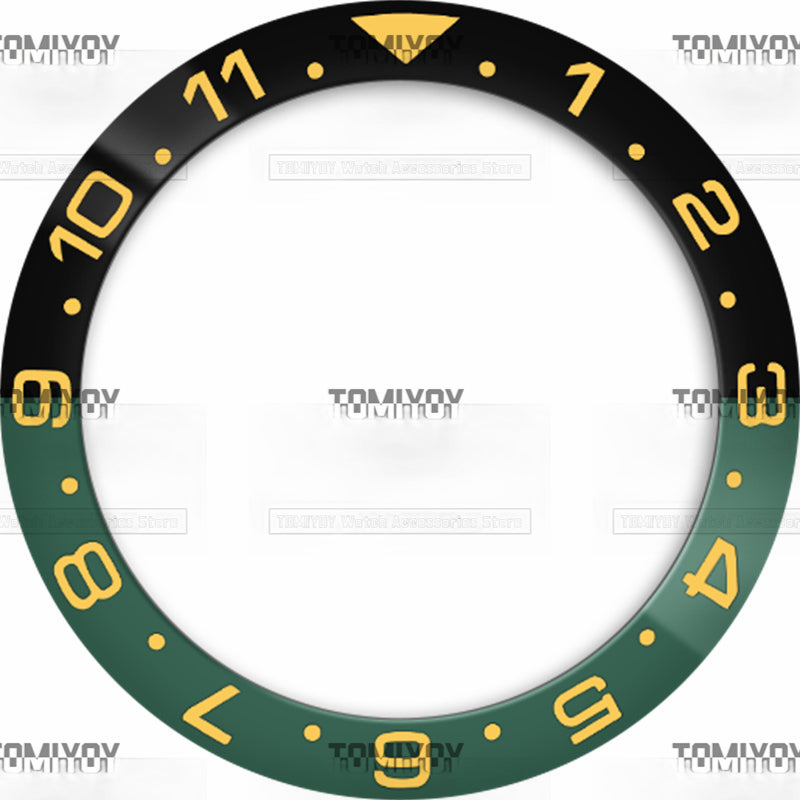 38MM Green Blue Sliver 12Hours Ceramics Sloped Watch Bezel Insert Fit For S-K-X Mechanical Wristwatch
