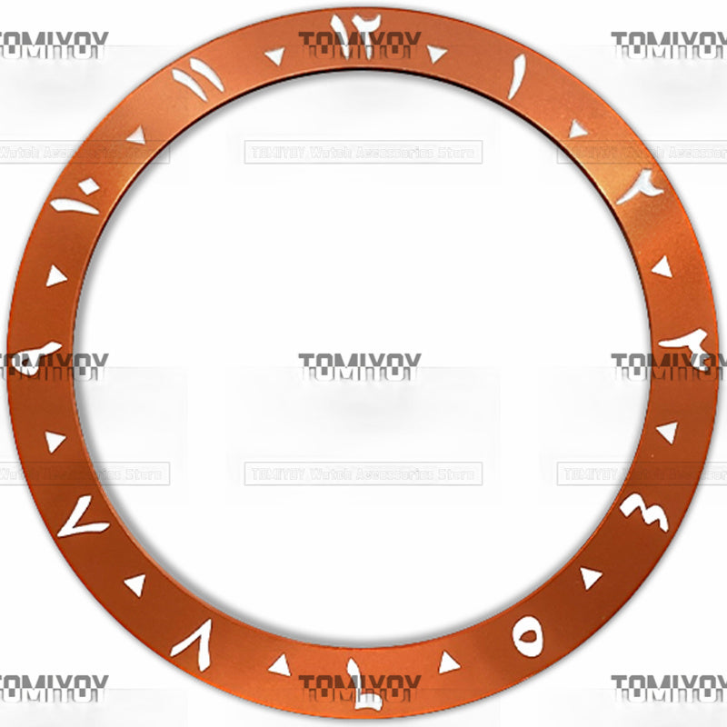 38MM Orange Red Purple Blue Black Green Arabic numerals Aluminium Sloped Watch Bezel Insert Fit For S-K-X Mechanical Wristwatch