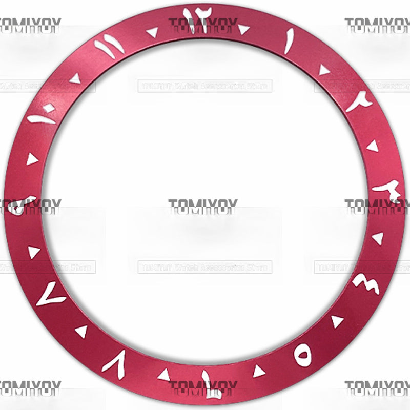 38MM Orange Red Purple Blue Black Green Arabic numerals Aluminium Sloped Watch Bezel Insert Fit For S-K-X Mechanical Wristwatch