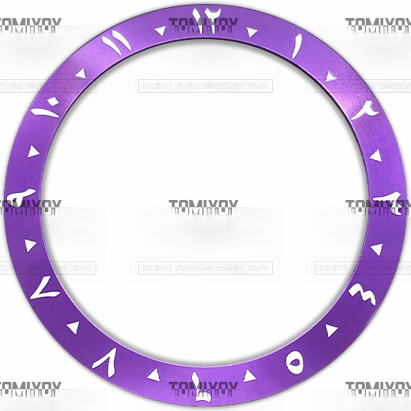 38MM Orange Red Purple Blue Black Green Arabic numerals Aluminium Sloped Watch Bezel Insert Fit For S-K-X Mechanical Wristwatch