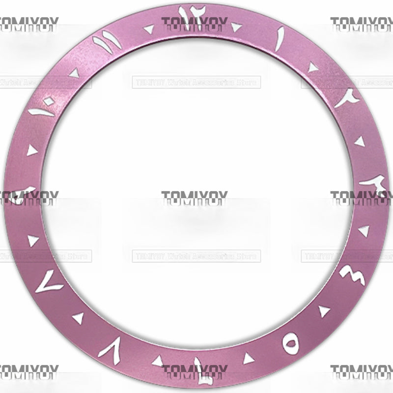 38MM Orange Red Purple Blue Black Green Arabic numerals Aluminium Sloped Watch Bezel Insert Fit For S-K-X Mechanical Wristwatch