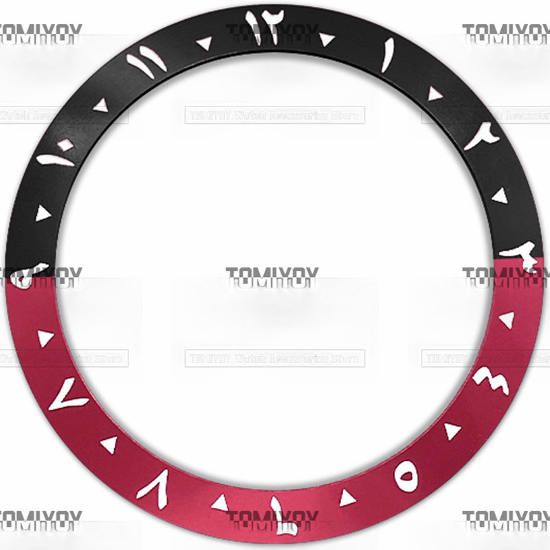 38MM Orange Red Purple Blue Black Green Arabic numerals Aluminium Sloped Watch Bezel Insert Fit For S-K-X Mechanical Wristwatch