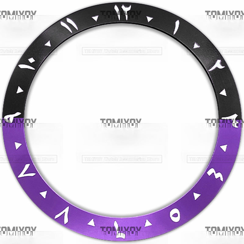 38MM Orange Red Purple Blue Black Green Arabic numerals Aluminium Sloped Watch Bezel Insert Fit For S-K-X Mechanical Wristwatch