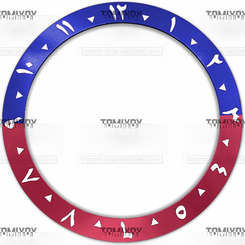 38MM Orange Red Purple Blue Black Green Arabic numerals Aluminium Sloped Watch Bezel Insert Fit For S-K-X Mechanical Wristwatch