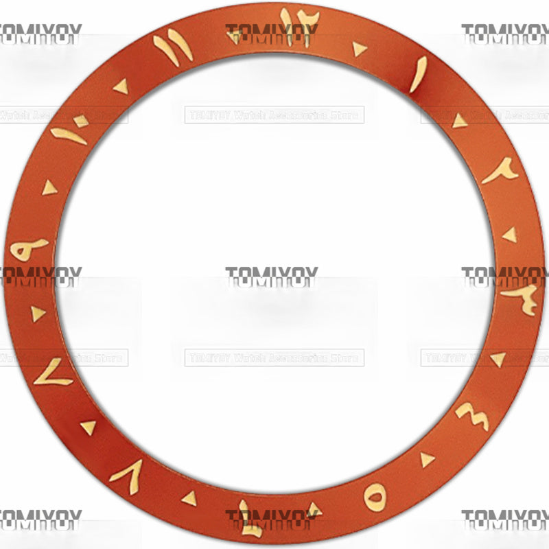 38MM Orange Red Purple Blue Black Green Arabic numerals Aluminium Sloped Watch Bezel Insert Fit For S-K-X Mechanical Wristwatch