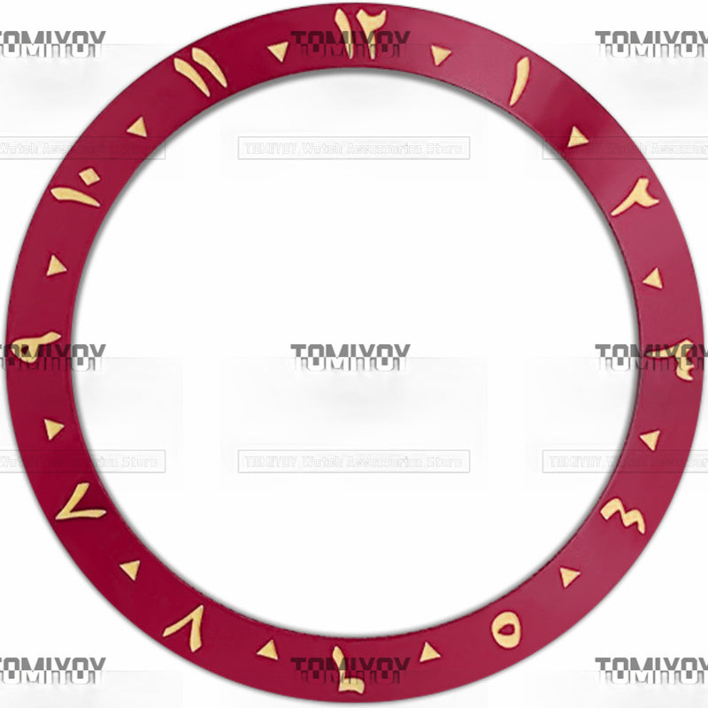 38MM Orange Red Purple Blue Black Green Arabic numerals Aluminium Sloped Watch Bezel Insert Fit For S-K-X Mechanical Wristwatch