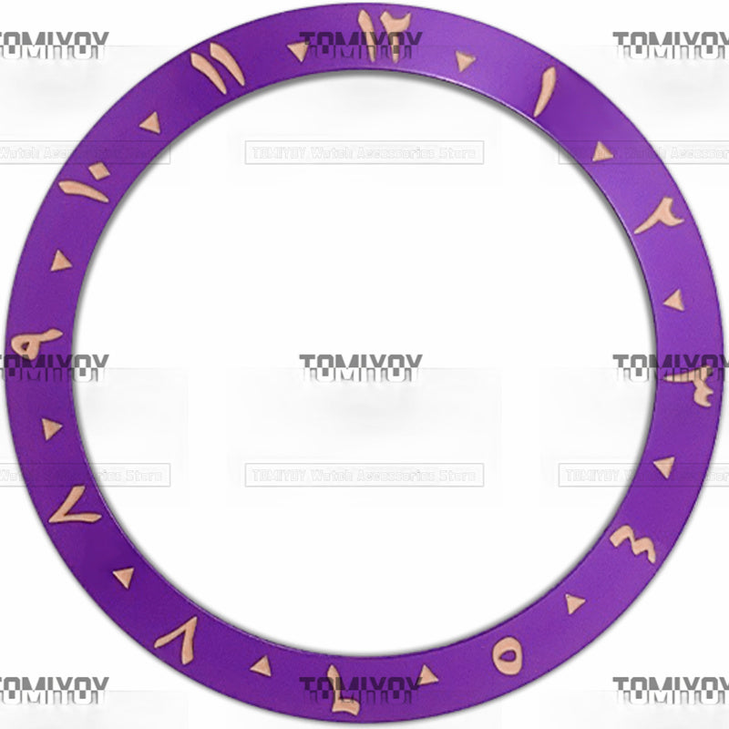 38MM Orange Red Purple Blue Black Green Arabic numerals Aluminium Sloped Watch Bezel Insert Fit For S-K-X Mechanical Wristwatch