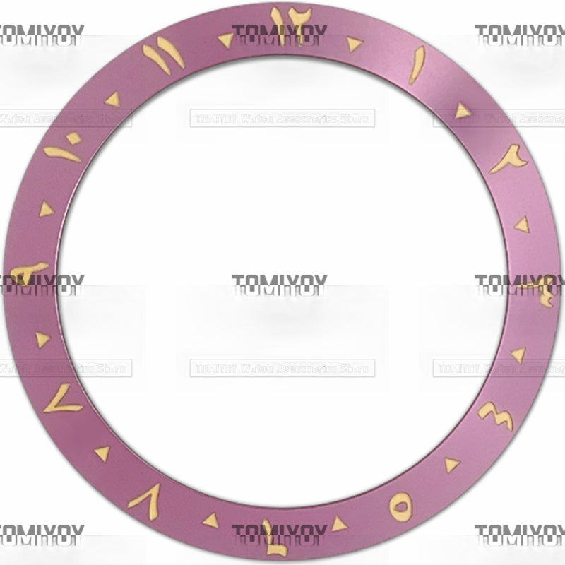 38MM Orange Red Purple Blue Black Green Arabic numerals Aluminium Sloped Watch Bezel Insert Fit For S-K-X Mechanical Wristwatch