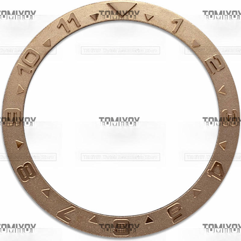 38MM Gold Blue Sliver Brown 12Hours Convex Stainless Steel Flat Watch Bezel Insert Fit For S-K-X Mechanical Wristwatch
