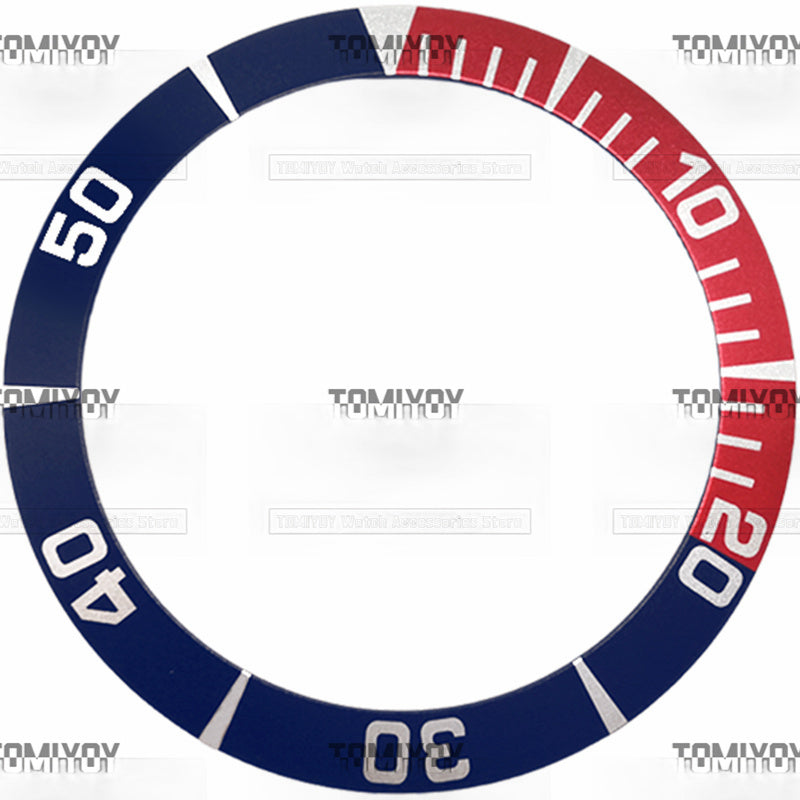 39MM Red Blue Black Aluminium Sloped Watch Bezel Insert Fit For S-K-X005 s-k-x007 Mechanical Wristwatch