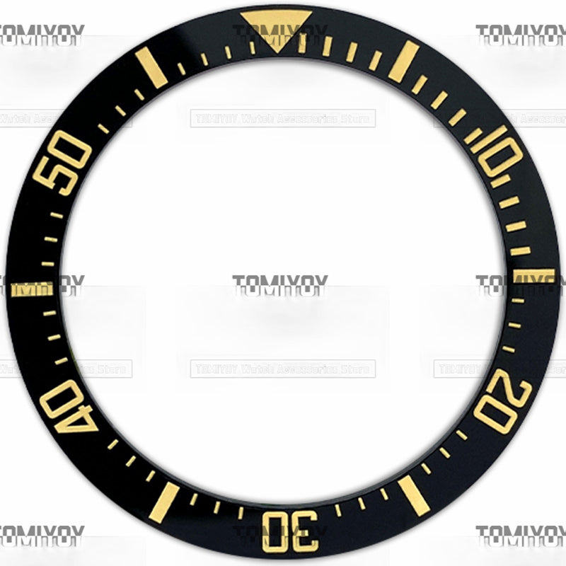 38MM Black Ceramics Flat Watch Bezel Insert Fit For S-K-X Mechanical Wristwatch