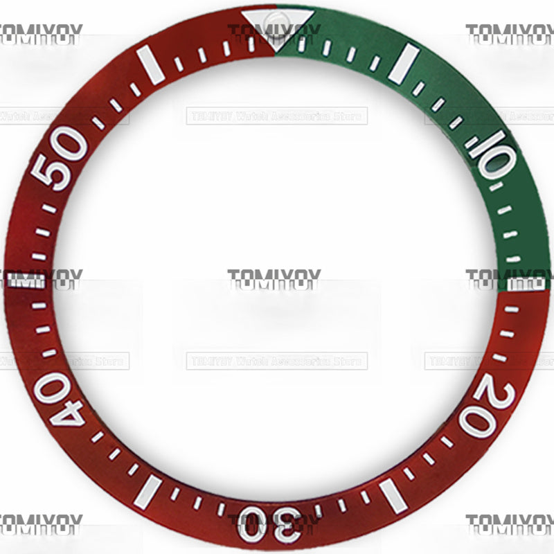 38MM Red Green Grey Brown Quarter Intercolor Ceramic Sloped  Watch Bezel Insert Fit For S-K-X Mechanical Wristwatch