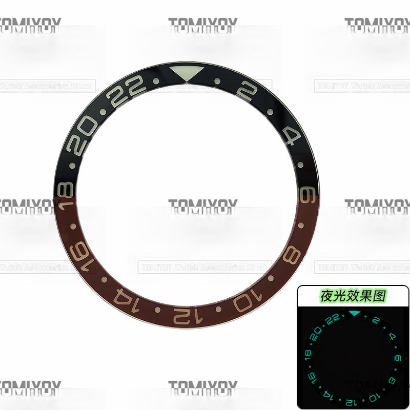 38MM Ice Blue Luminous Sapphire Crystal Flat Watch Bezel Insert Fit For S-K-X Mechanical Wristwatch