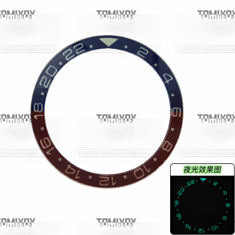 38MM Ice Blue Luminous Sapphire Crystal Flat Watch Bezel Insert Fit For S-K-X Mechanical Wristwatch