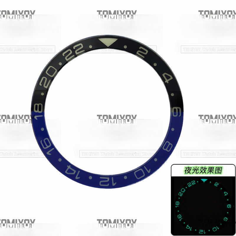 38MM Ice Blue Luminous Sapphire Crystal Flat Watch Bezel Insert Fit For S-K-X Mechanical Wristwatch