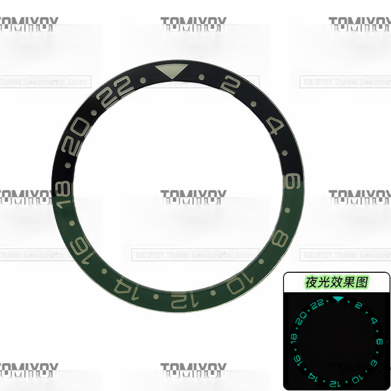 38MM Ice Blue Luminous Sapphire Crystal Flat Watch Bezel Insert Fit For S-K-X Mechanical Wristwatch